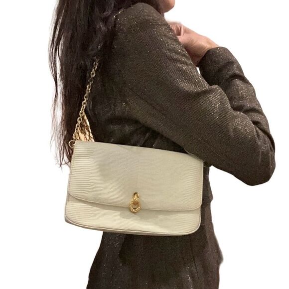 Beautiful Gucci white lizard gold closures chain strap, 80's - Picture 2 of 16